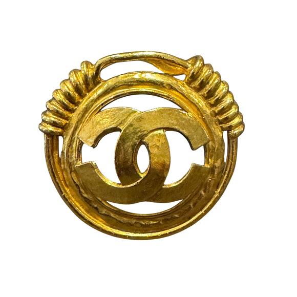 Chanel Vintage Circle Wrap Brooch 94P 24k Gold Plated Authentic CoA - Picture 2 of 7